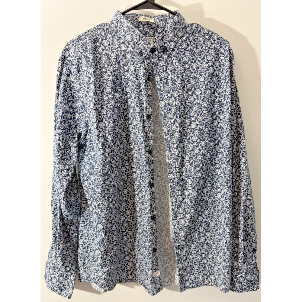 Colours Alexander Julian Button Down Shirt Men's Preppy XL Blue Floral Pattern